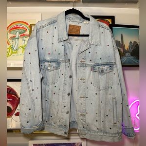 Levi rainbow studded jean trucker jacket